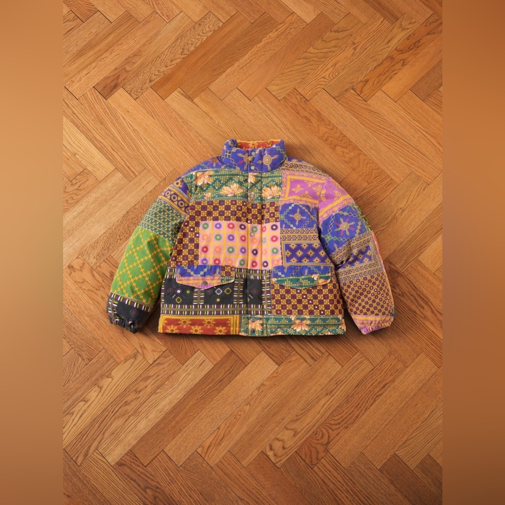 Free People Found Ayubia Printed Tapestry Patchwork Puffer Jacket  XL NWT - Picture 7 of 12